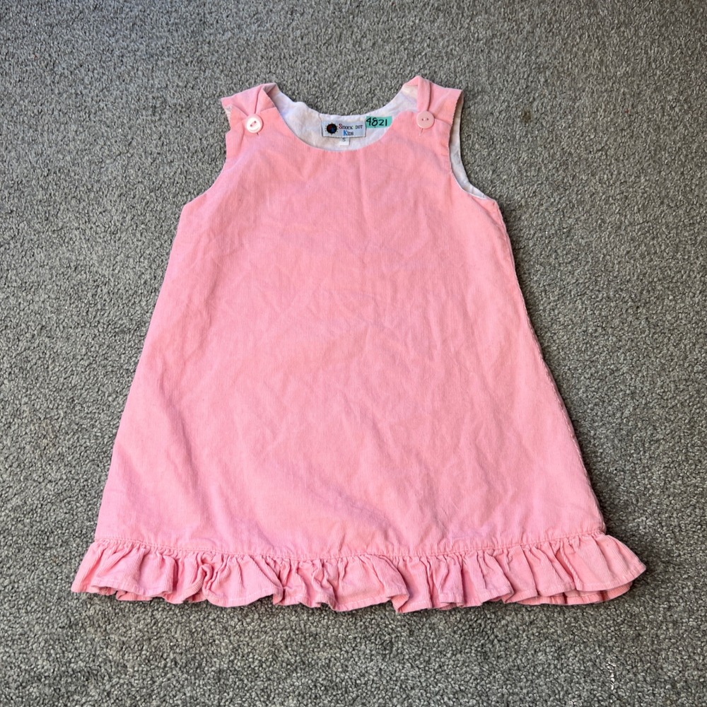 Smock Dot dress girls‎ 5 Pink Corduroy Ruffle Pinafore preppy classic school